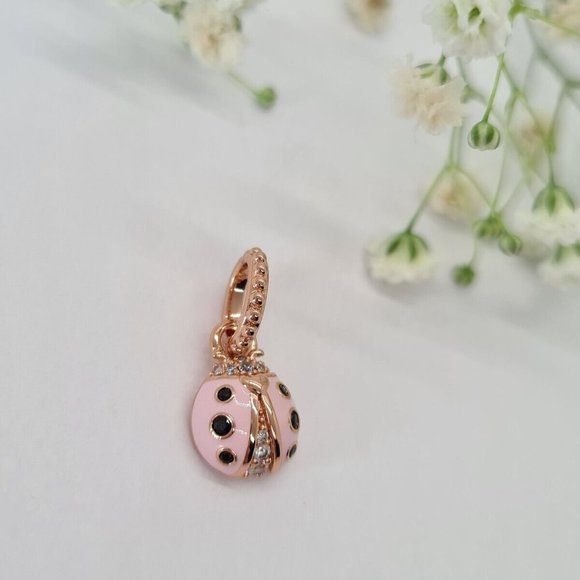 Pandora Lucky Rose Ladybug Pendant Charm - Picture 3 of 6
